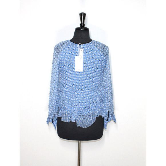 A6 NWT JOIE French Chambray Blue Long Sleeve Split Neck Reghan Top Size XS $298 - Picture 4 of 6